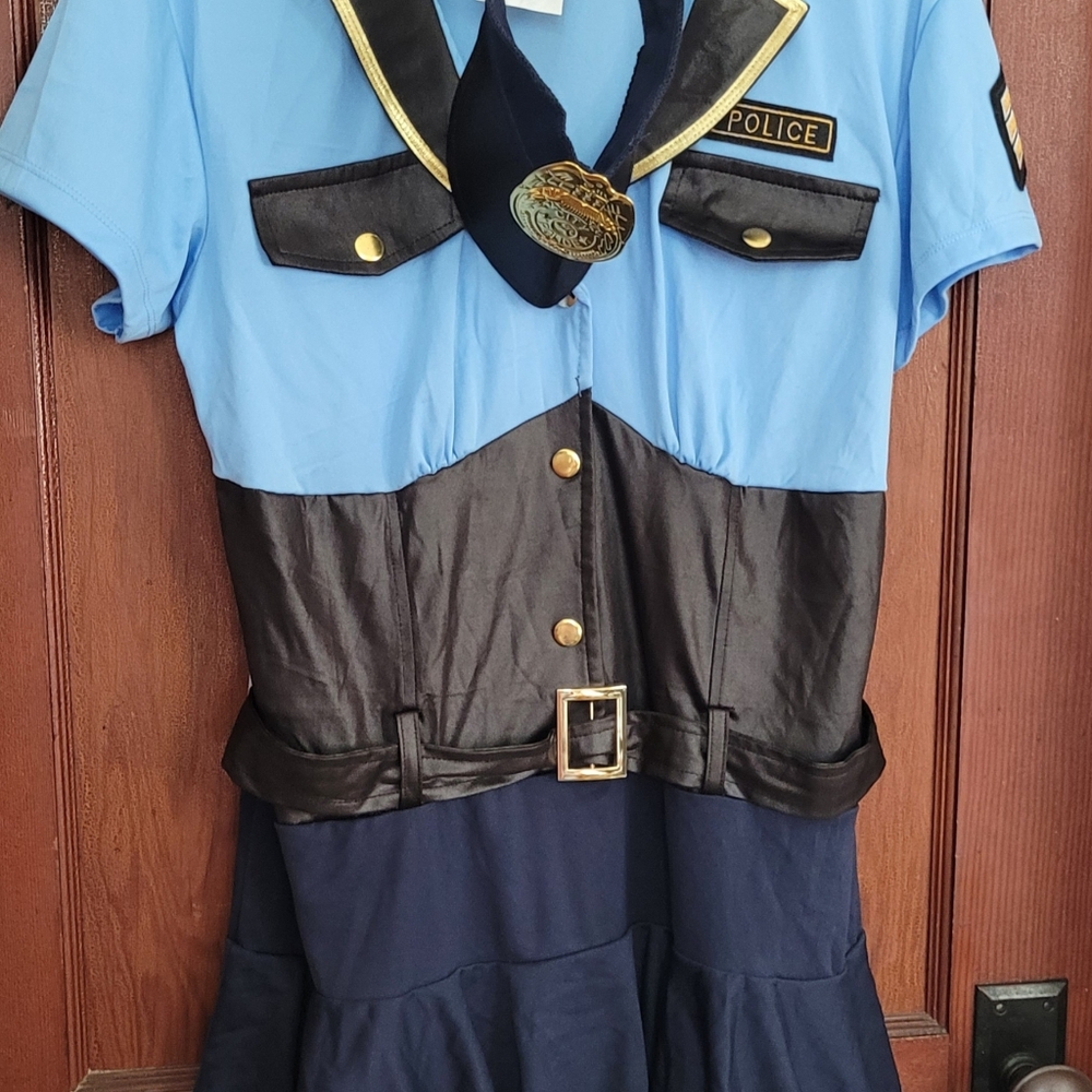 Halloween WOMENS Blue and Black Police Costume Dress - Picture 5 of 5